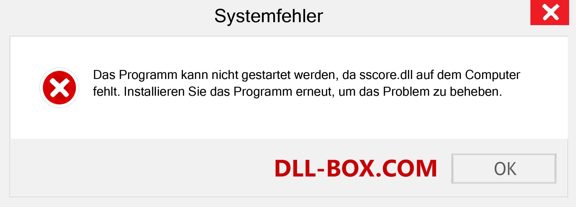 sscore.dll-Datei fehlt?. Download für Windows 7, 8, 10 - Fix sscore dll Missing Error unter Windows, Fotos, Bildern